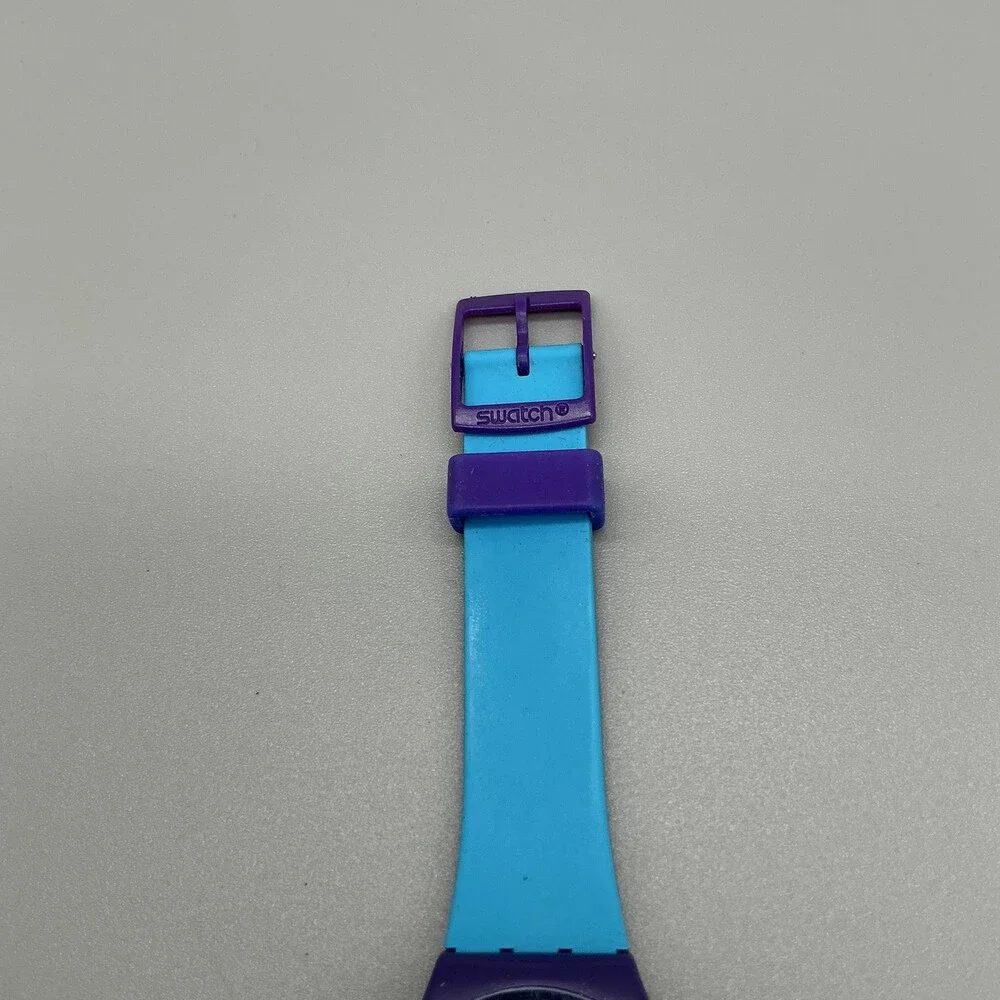 Swatch Mixed Up GV128 Mens Watch 34mm Blue Purple Swiss Made New Battery